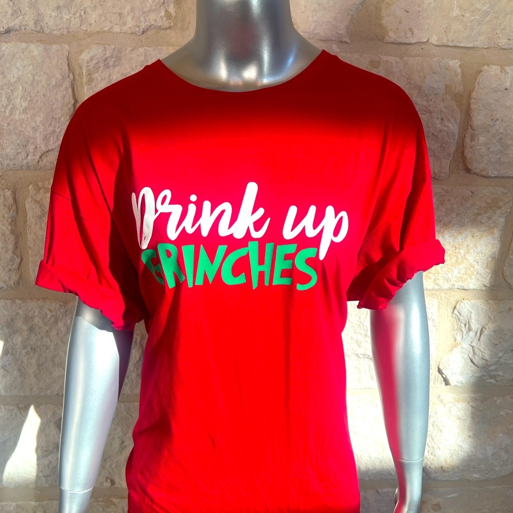 Festive Drink Up Grinches Graphic Tee | Funny Christmas Shirt | NWT